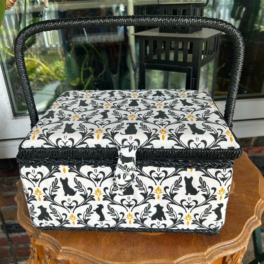 Black and White Cat Patterned Basket